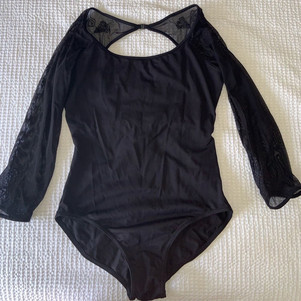 Adult Large Black 3/4 Sleeve Leotard